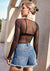 Avidlove Women Mesh Top Long Sleeve See Through Shirt Sheer Blouse O Neck Clubwear S-XXL